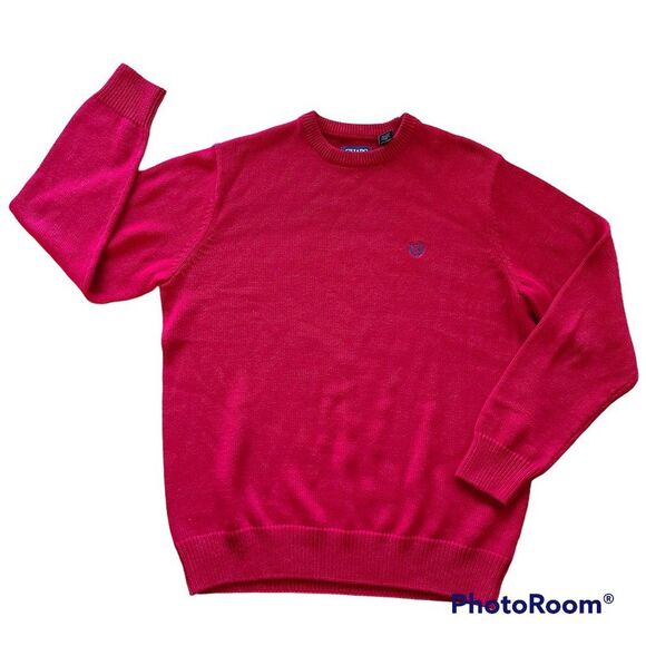 Chaps Men's Red Long Sleeves Crewneck Pullover Sweater Size Large Tall LT Logo - Picture 1 of 16